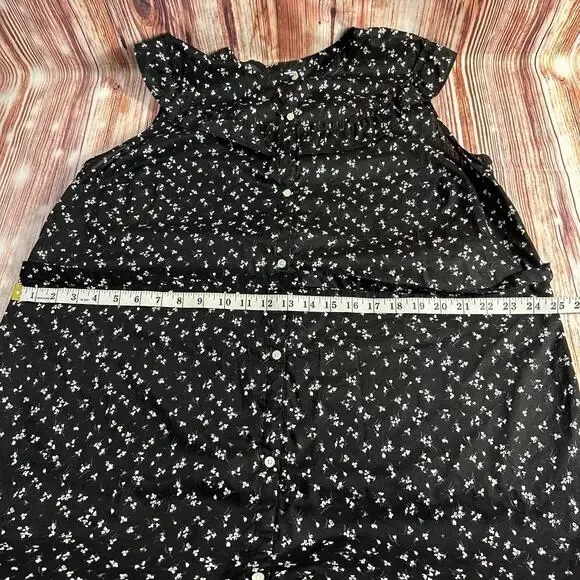 Old Navy Size X Large Black White Floral Cap Sleeve Ruffle Button Shirt Dress - Picture 5 of 9